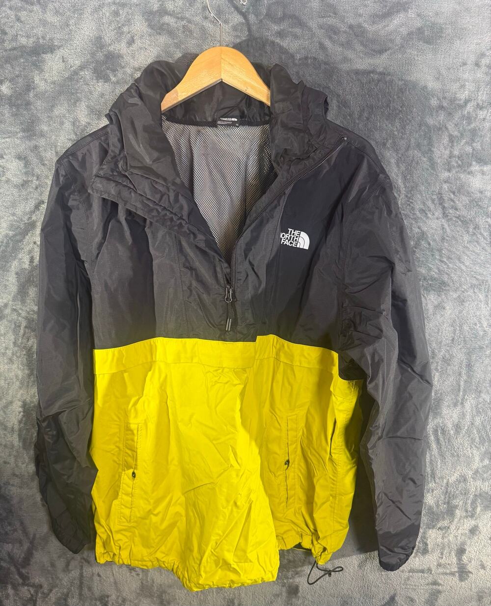 The North Face Antora Anorak Rain Jacket Men's XL Black Yellow Waterproof Hooded